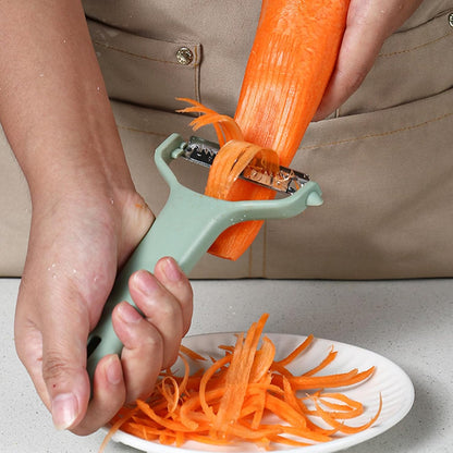 3 in 1 Multifunction Julienne Peeler, Stainless Steel Vegetable Slicer Tools, Corn Peeler & Grater Set, Household Portable Vegetable Julienne Peeler for Potato, Carrot, Cucumber, Cabbage, Beige