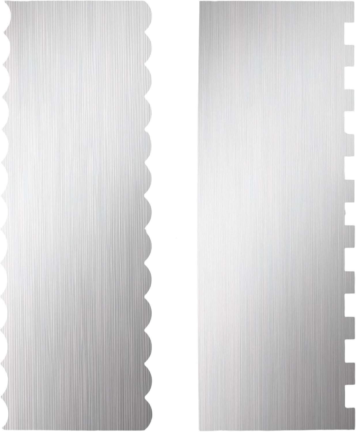 Luomorgo 2 Pack Stainless Steel Cake Scraper - 8.6 Inch Double Patterned Sides for Butter Cream, Mousse & Fondant Smoothing Decorating Comb, Edge Smoother & Frosting Tool