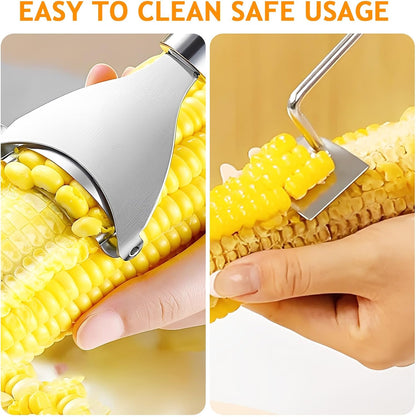 2 Pack Corn Peeler and Stripper Tool Set Ergonomic Stainless Steel Corn on the Cob Stripper Tool Set Gadget Tool for Kitchen Prep, Upgrade Kernel Remover Tool Easy to Use and Clean