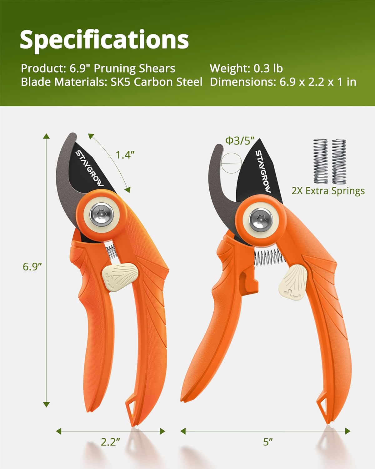 2pcs 6.5" Pruning Shears for Gardening, Ultra Sharp Garden Scissors for Precise Cuts, Stainless Steel Bonsai Clippers with Spring Loaded, 6.5 Inch Garden Shears (1pc Straight & 1pc Curved)