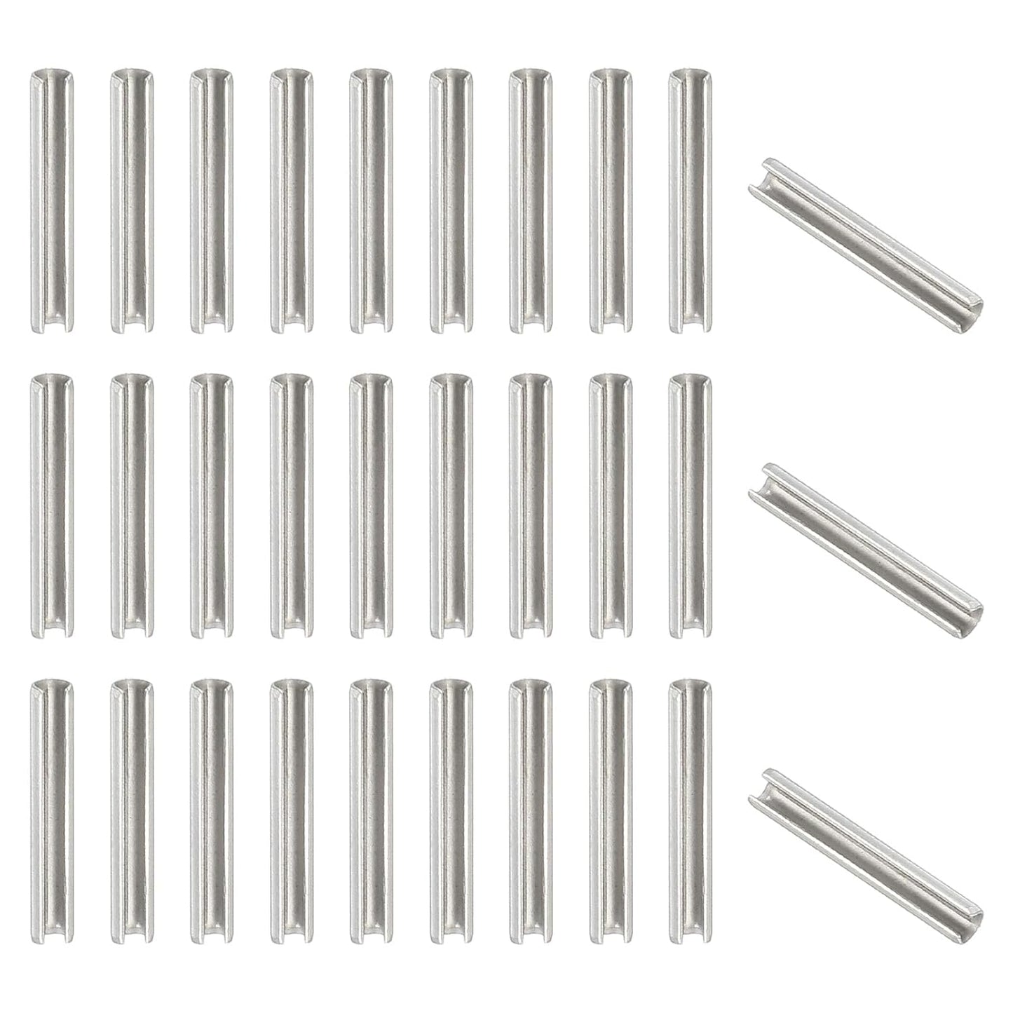 PATIKIL Slotted Spring Pin, 50 Pcs 1/8" x 3/4" (3.2mm x 20mm) 304 Stainless Steel Split Roll Pins Spring Dowel for Home Improvement Automotive Machine Repair, Silver - Colors A