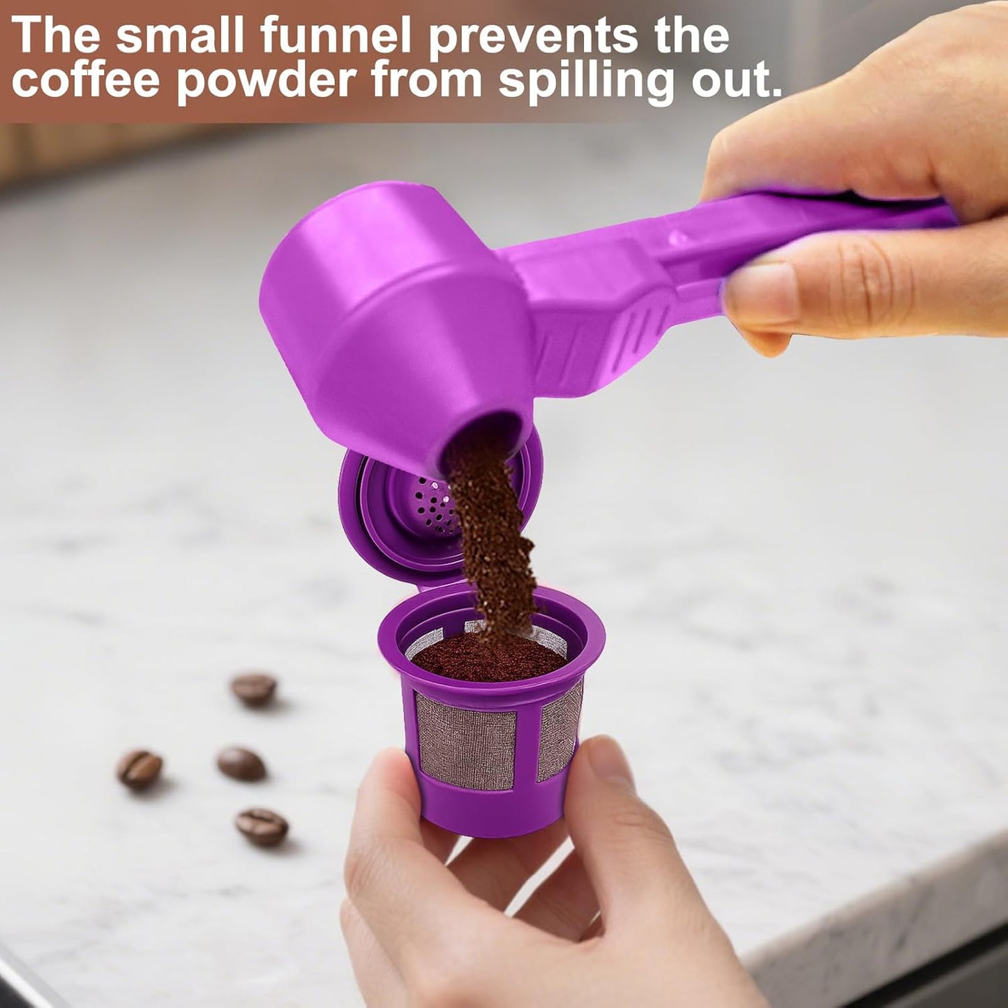 Palksky Coffee Scoop & Funnel for Reusable K Cup Refillable Coffee Pods, 2 Tablespoon Slide Coffee Measuring Funnel Scooper,1PCS