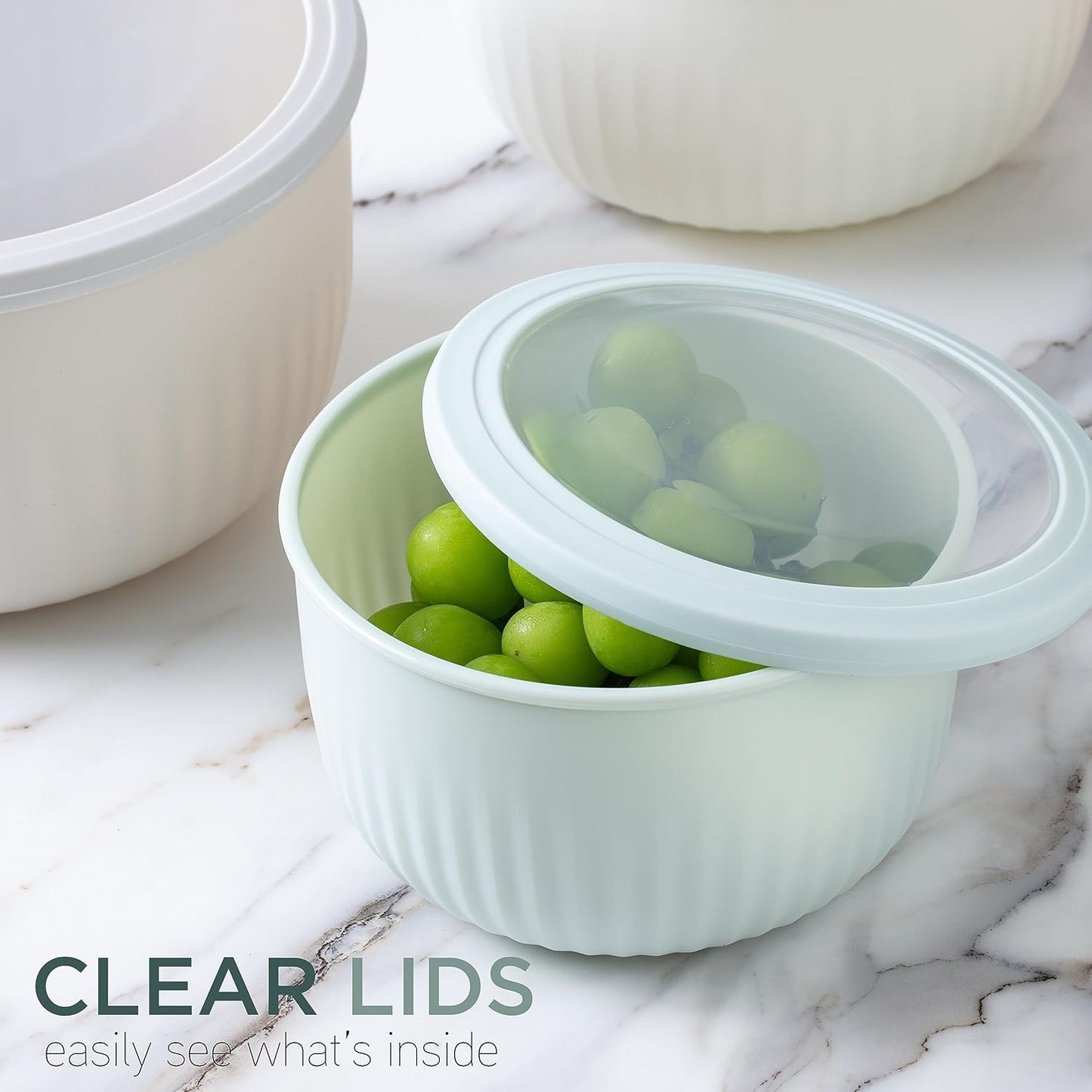 COOK WITH COLOR Prep Bowls with Lids- Wide and Deep Nesting Plastic Small Mixing Bowl Set with Lids, 8 Piece Set - Wide Bowls, Blue