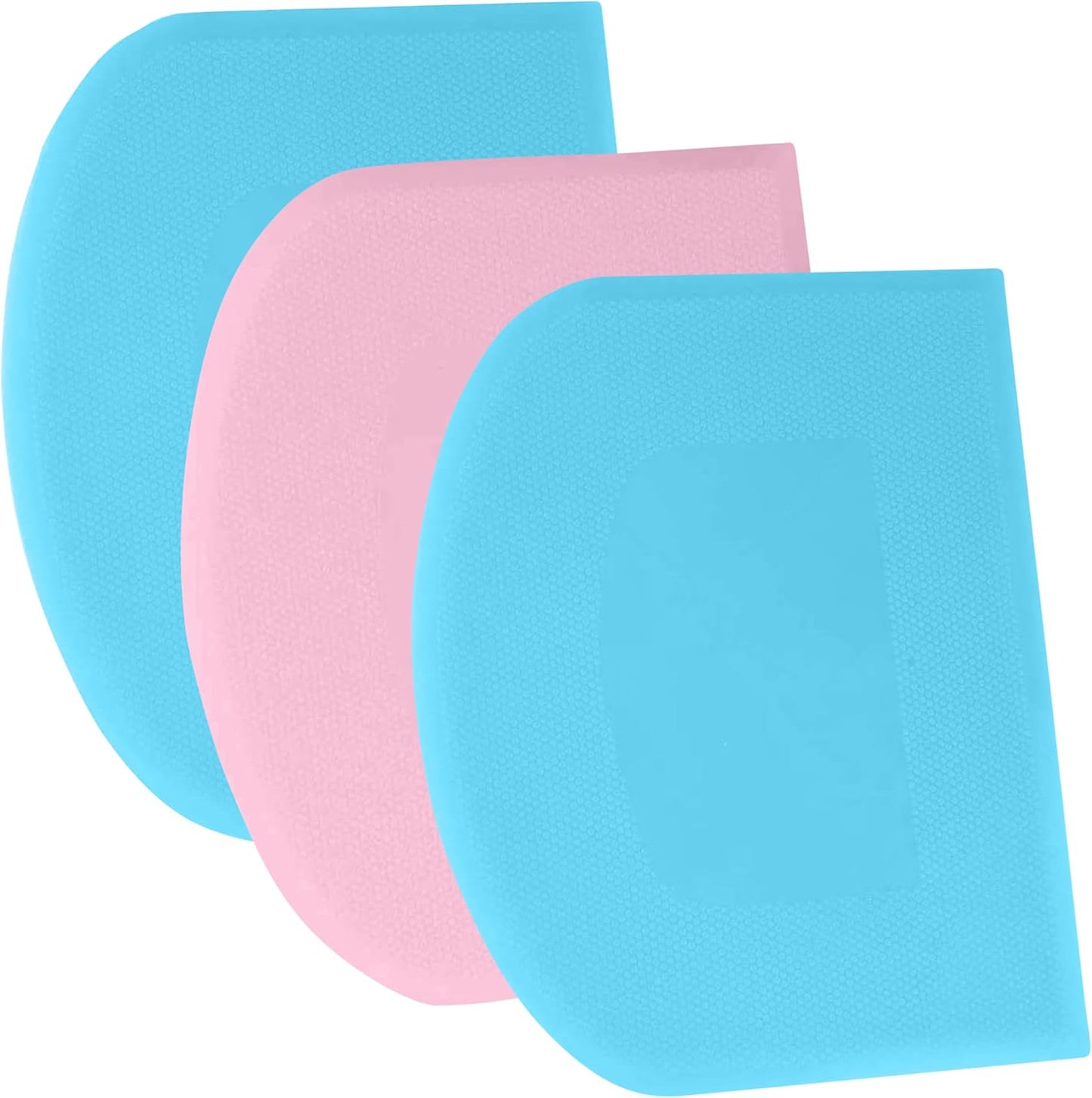 SURDOCA Dough Scraper Bench Scraper - 3P 4.7x3.7" Plastic Flexible Bowl Scraper, Sharp Edge & Angles Cake Scraper. Non-Slip Bakeware Decorating Tools Sculpting & Modeling Tools - Pure White - Colors A
