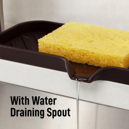 Zulay Kitchen (9x3.5in Sponge Holder for Kitchen Sink - Flexible Heavy-duty Multipurpose Sink Caddy - Counter Organizer for Kitchen, Bathroom, Makeup, Trinkets & More! (Grey)