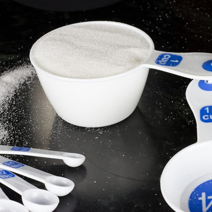 Chef Craft Select Plastic Measuring Spoon Set, 6 piece set, White and Blue