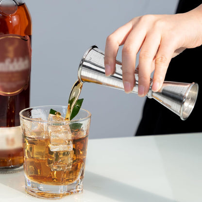 Briout Jigger for Bartending, Double Cocktail Jigger Japanese Premium 304 Stainless Steel Jigger 2 OZ 1 OZ with Measurements Inside