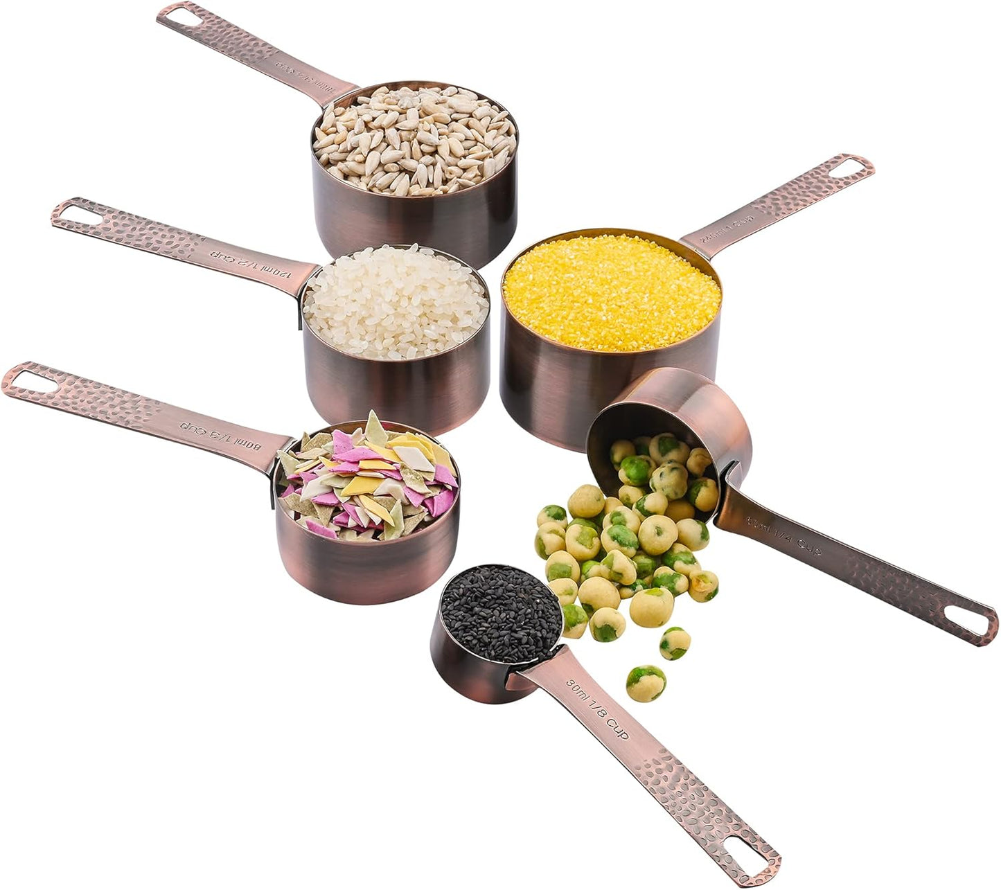 Smithcraft Measuring Spoons Set 7, Copper Plated Measuring Spoons Set for Baking & Kitchen, Metric &US Stainless Steel Measure Tools with Leveler for Dry & Liquid