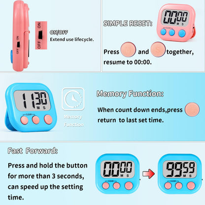 Timer for Kids Teachers Supplies Digital Kitchen Timers for Cooking Large Magnetic Classroom Timer 2Pack-Blue Green