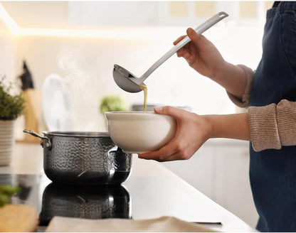 HIC Kitchen Spaghetti Ladle and Pasta Server with Long Handle, 18/8 Stainless Steel, 13-Inch