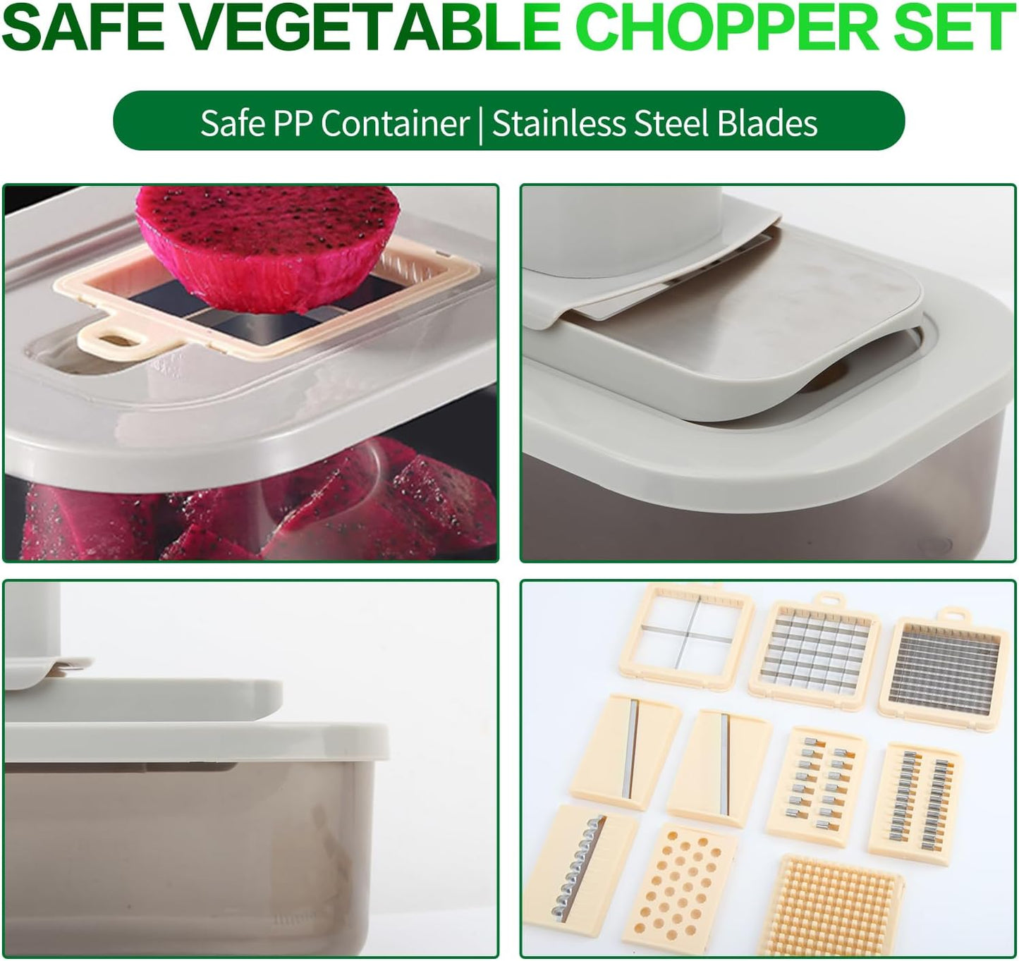 Vegetable Chopper with Container, Alligator Veggie Chopper Manual, Full-Set Vegetable Chopper, 9 in 1 Time-Saving Kitchen Gadgets, Verduras Picadora