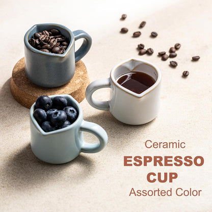 Espresso Cups Ceramic, 200ML Espresso Measuring Cup with Handle, Expresso Shots Cups with Scale, Espresso Accessories, White