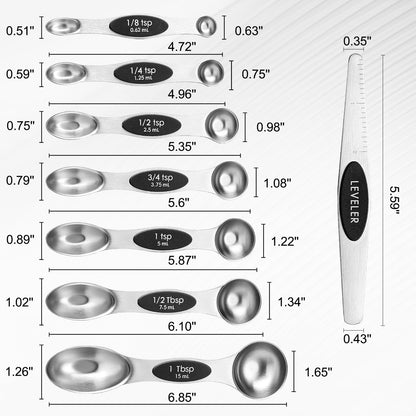 Pack of 8 Stainless Steel Magnetic Measuring Spoons Set, Cordless Handheld, Lightweight, Double Run Time for Lawn 1