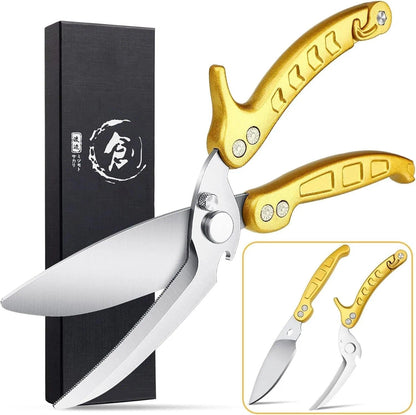 Dream Reach Poultry Shears, Heavy Duty Kitchen Shears with Serrated Edge, No Rust Spring Loaded, Multipurpose Stainless Steel Kitchen Scissors for Chicken, Bone, Meat, Turkey, Fish Thanksgiving Gifts