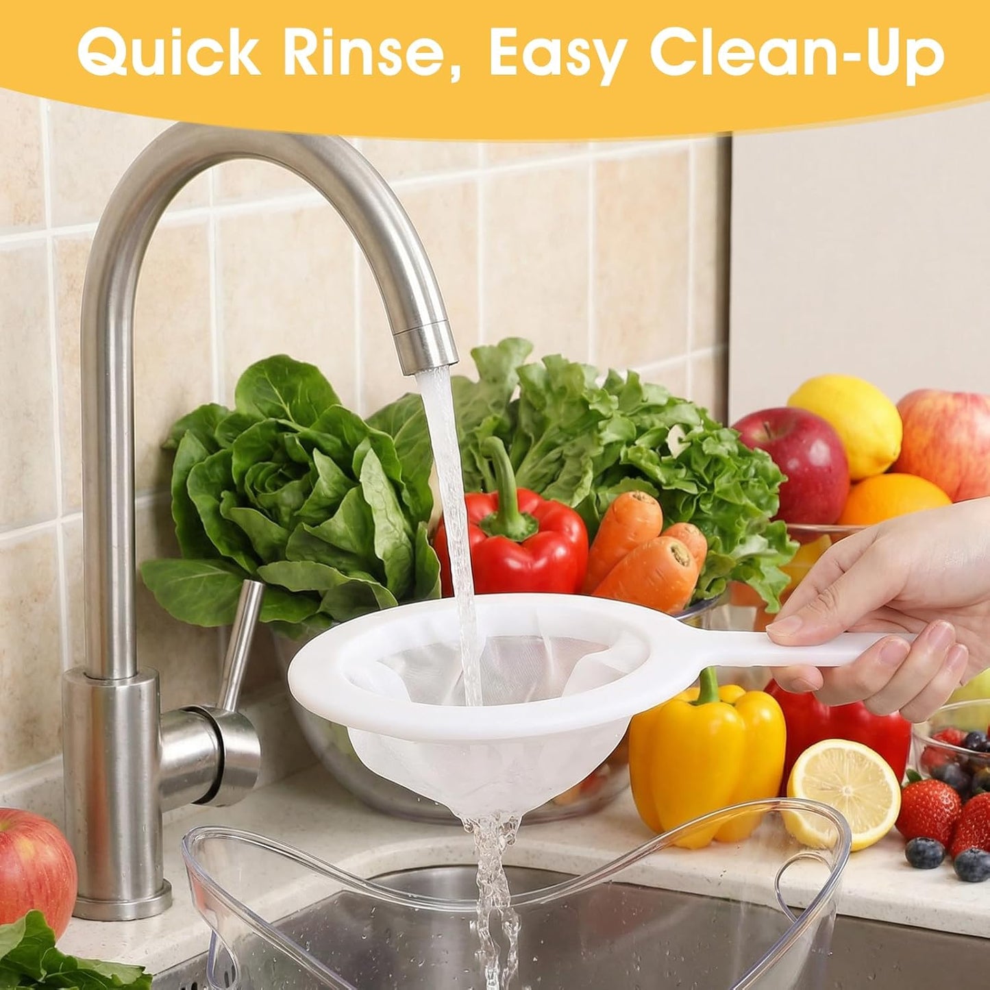 2PCS Extra Fine Mesh Strainer 120/200 Mesh Nylon Ultra Fine Mesh Strainer with Handle for Filtering Yogurt Juice Coffee Milk Honey Matcha Kitchen