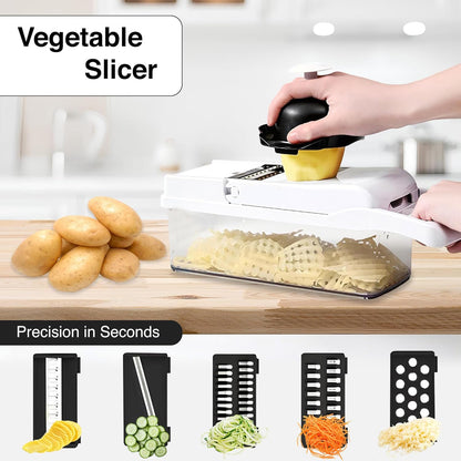 ISHKITCH 16-in-1 Vegetable Chopper & Mandoline Slicer – Multi-Blade Food Dicer, Onion Chopper, Veggie Cutter with Stainless Steel Blades, Dishwasher Safe Kitchen Tool
