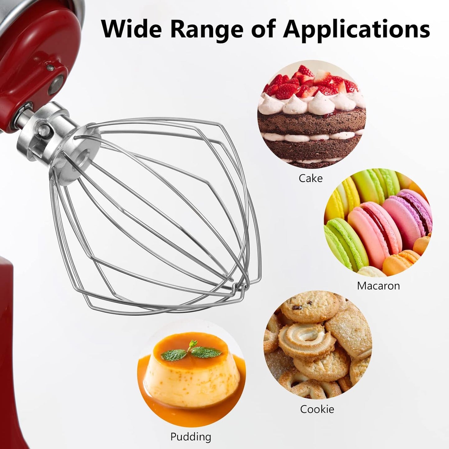 Stand Mixers Accessories 3-Piece Including K45WW Wire Whip & K45DH Dough Hook & K45B Flat Beater fit for Kitchenaid 4.5-5QT Tilt-Head Stand Mixers