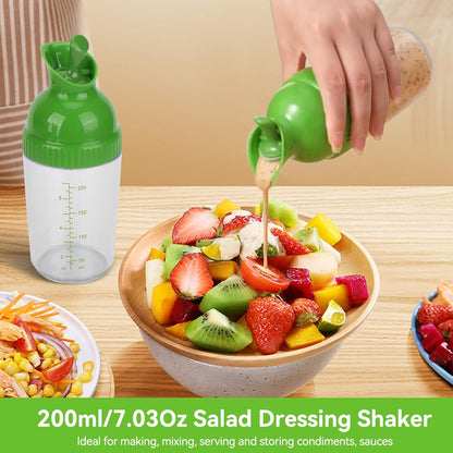 HERCHR Salad Dressing Shaker, Salad Dressing Shaker Container with Pour Spout for Making, Mixing, Sauces, Dripless Pour, Soft Grip 200ml(Black)