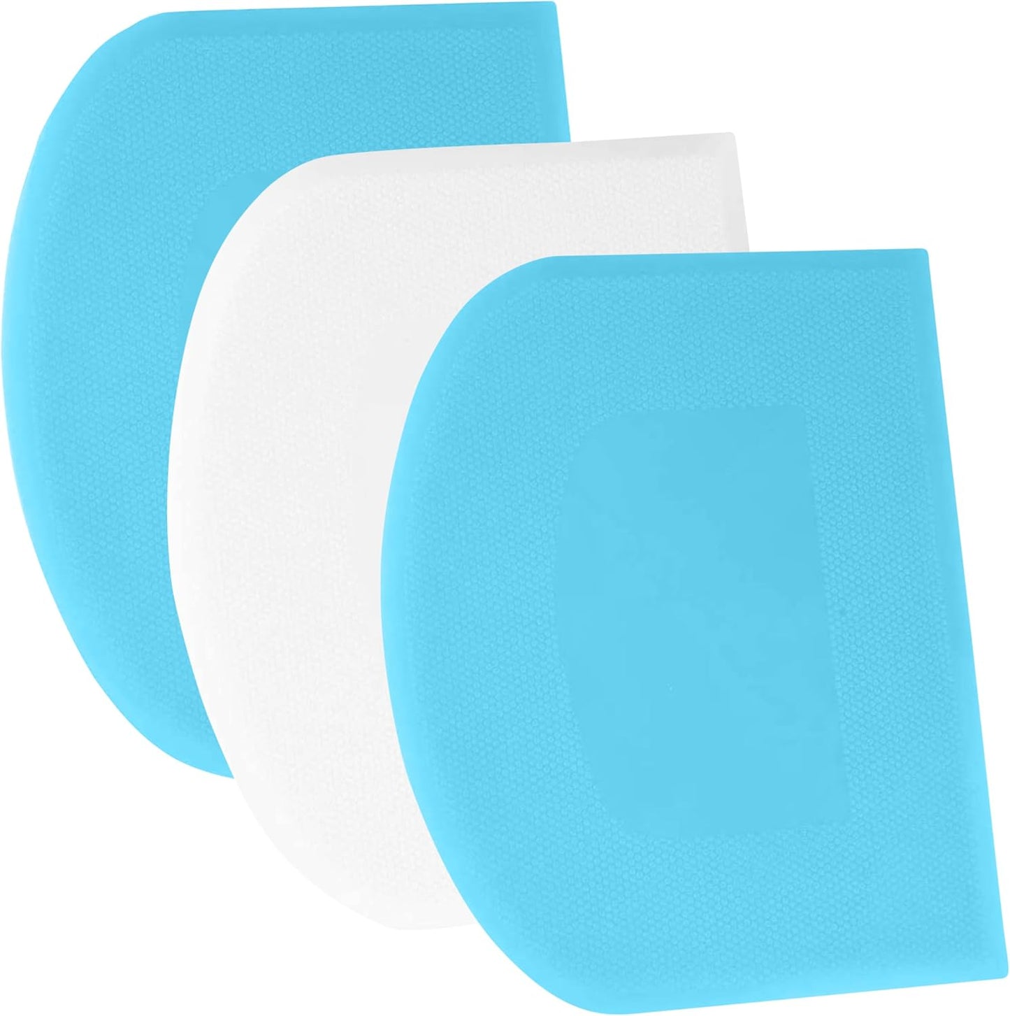 SURDOCA Dough Scraper Bench Scraper - 3P 4.7x3.7" Plastic Flexible Bowl Scraper, Sharp Edge & Angles Cake Scraper. Non-Slip Bakeware Decorating Tools Sculpting & Modeling Tools - Pure White - Colors B