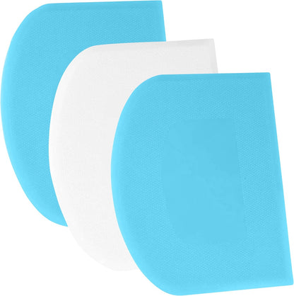 SURDOCA Dough Scraper Bench Scraper - 3P 4.7x3.7" Plastic Flexible Bowl Scraper, Sharp Edge & Angles Cake Scraper. Non-Slip Bakeware Decorating Tools Sculpting & Modeling Tools - Pure White - Colors B