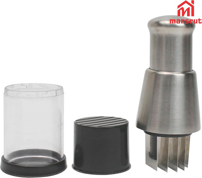 Pressed Garlic Chopper Stainless Steel, Mini Manual Masher Crusher, Multifunctional Handheld Pressure Choppers Aid, Hard Compact Mincing Dicer Press Purpose for Kitchen Food Vegetable Onion, Silver