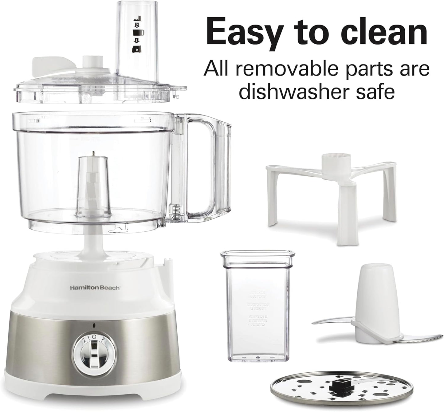 Hamilton Beach Food Processor & Vegetable Chopper for Slicing, Shredding, Mincing, and Puree, 10 Cups + Veggie Spiralizer makes Zoodles and Ribbons, Grey and Stainless Steel (70735)