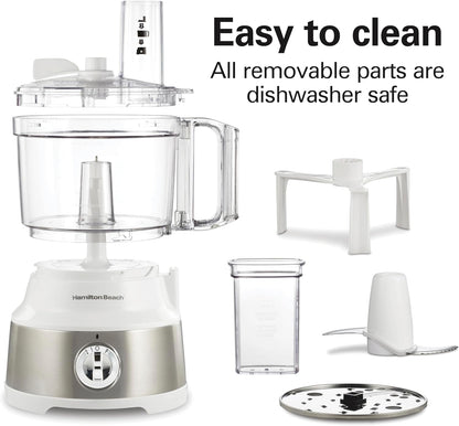 Hamilton Beach Food Processor & Vegetable Chopper for Slicing, Shredding, Mincing, and Puree, 10 Cups + Veggie Spiralizer makes Zoodles and Ribbons, Grey and Stainless Steel (70735)