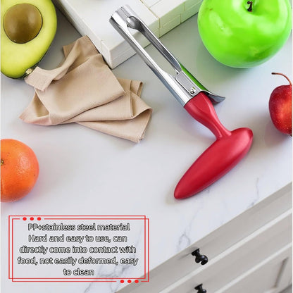 Premium Stainless Steel Apple Corer, Professional Fruit Core Remover Tool with Ergonomic Red Handle, Serrated Blades for Apples, Pears, Peaches, Plums, Easy Use & Clean (Red)