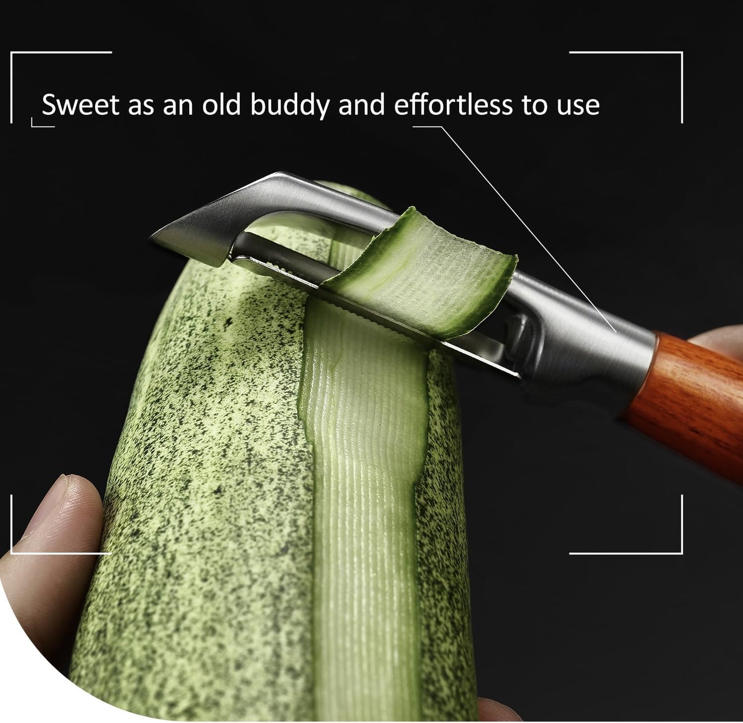Serrated Blade Premium I Type 304 Stainless Steel Multifunctional Kitchen Peeler Real Wood Handle Ultra Sharp Blade Vegetable Potato Apple（Agarwood）