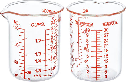 High Borosilicate Glass Measuring Cup-V-Shaped Spout，Glass Measuring Beaker for Kitchen or Restaurant, Easy to Read, 60 ML (2 Oz)-Pack of 2