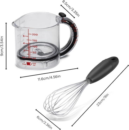 Dreamfarm 16 oz Upcup Adjustable Measuring Cup, 1 Cup & Mini Flisk – 4.6" Tritan & Silicone Self-Scraping Kitchen Tool for Wet & Dry Ingredients – Clear Measuring Container, Easy Clean Gadget