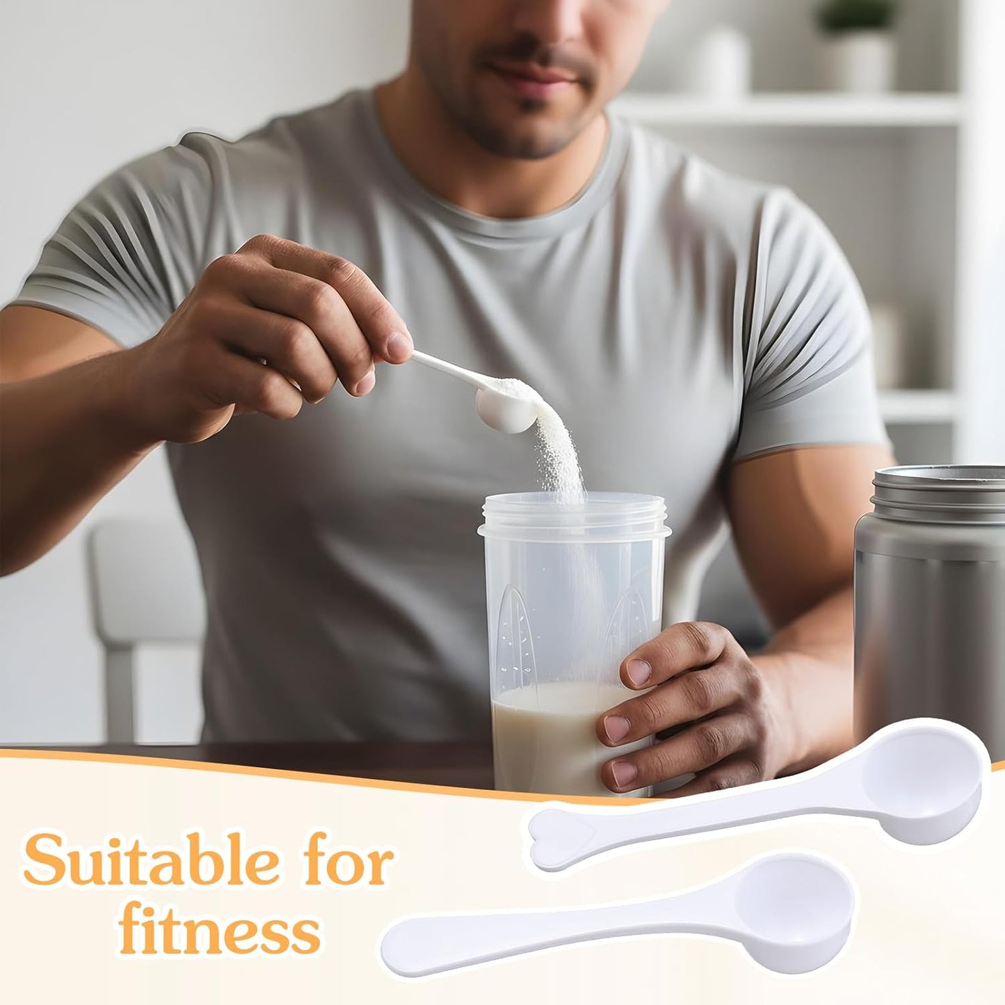 12pcs Plastic Teaspoon Measuring Spoons 5ml Bulk Reusable Scoop Measuring Spoons Long Handle Scoops for Coffee Spice Jars Small White Measurings Tablespoon Kitchen Cooking Tool for Baking