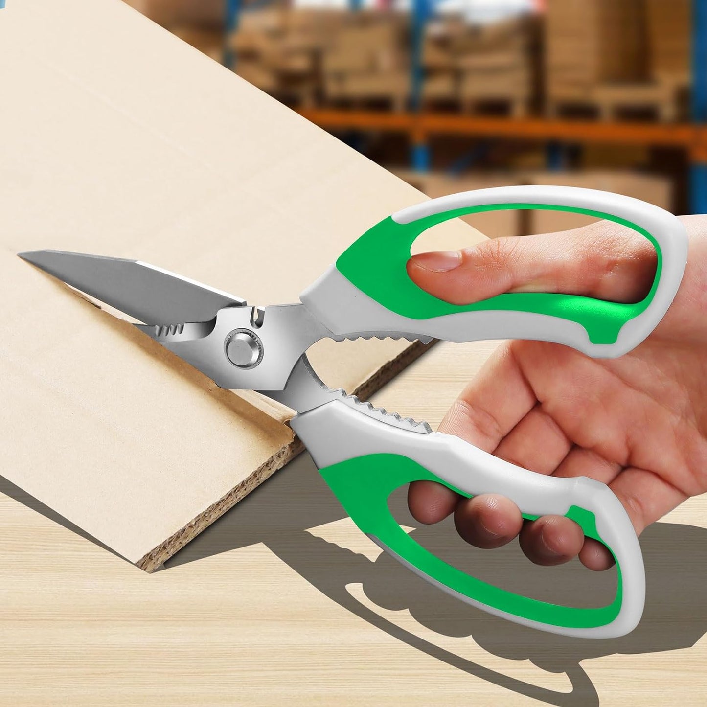 BoFuYuan Utility Scissors Heavy Duty: 8-Inch sharp Scissors All Purpose heavy duty, Serrated Blades Cut Carpet, Cardboard, Wire, Leather, Fabric, Multipurpose Shears for Kitchen, Garden, Office, Craft