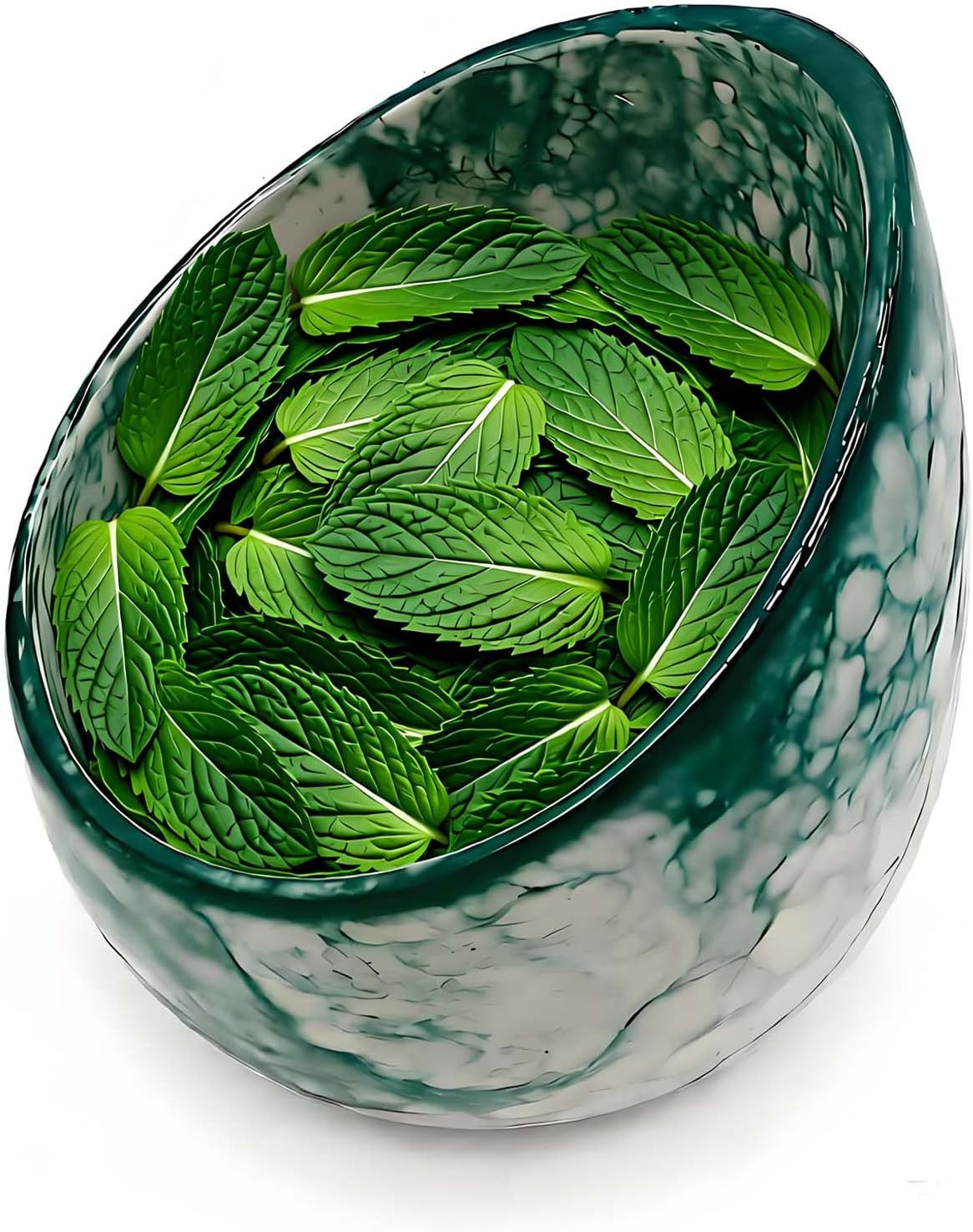 Green Glazed Pottery Herb Stripper Bowl - Handmade Ceramic Kitchen Tool with Four Sizes Holes for Parsley, Rosemary, Mint, Basil, Cooking & Meal Prep Also as Serving Bowl