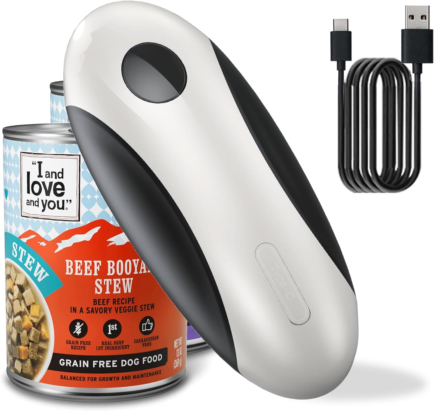Electric Can Opener for Seniors - One Touch Automatic Kitchen Gadget, Smooth Edge Design for Safety & Arthritis-Friendly Use, Works with All Can Sizes