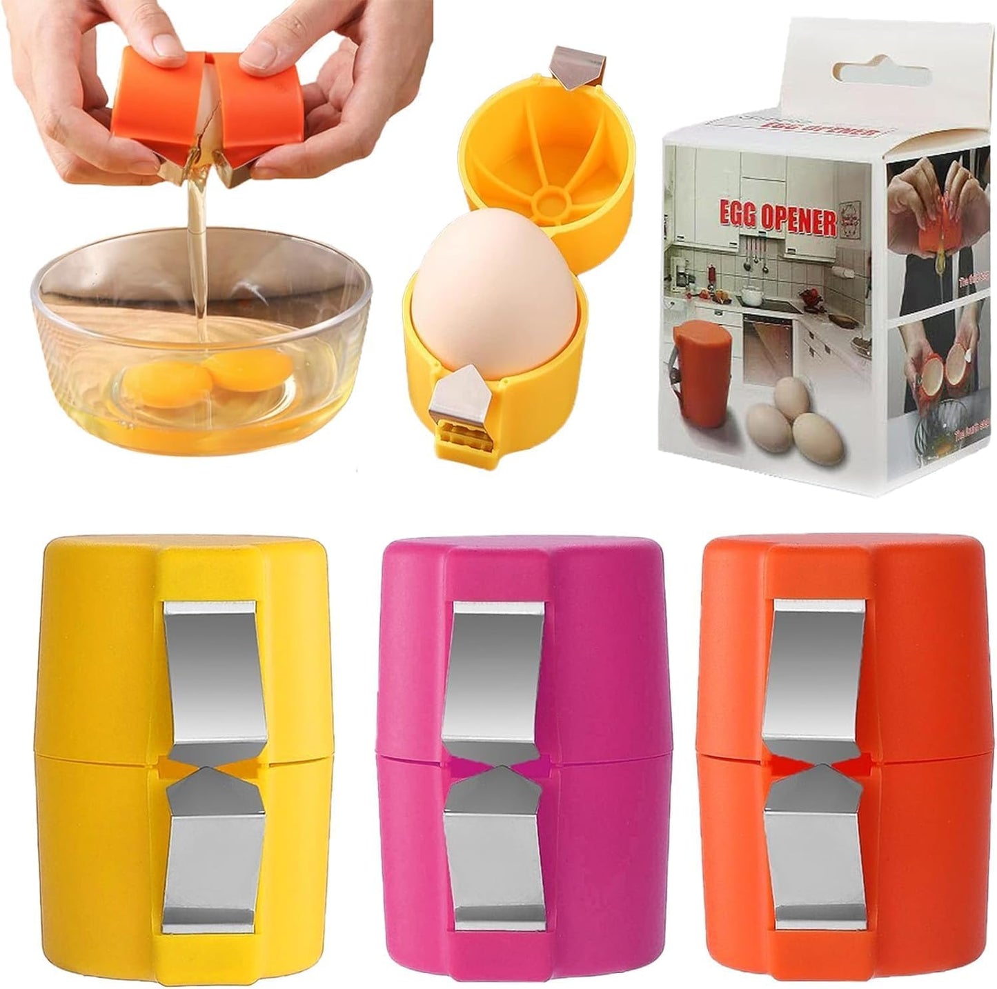 3Pcs Egg Shell Opener, Egg Peeler Tool for Eggs, Stainless Steel Eggshell Opener, Egg Topper Cutter Tool, Egg Cracker for Raw Eggs