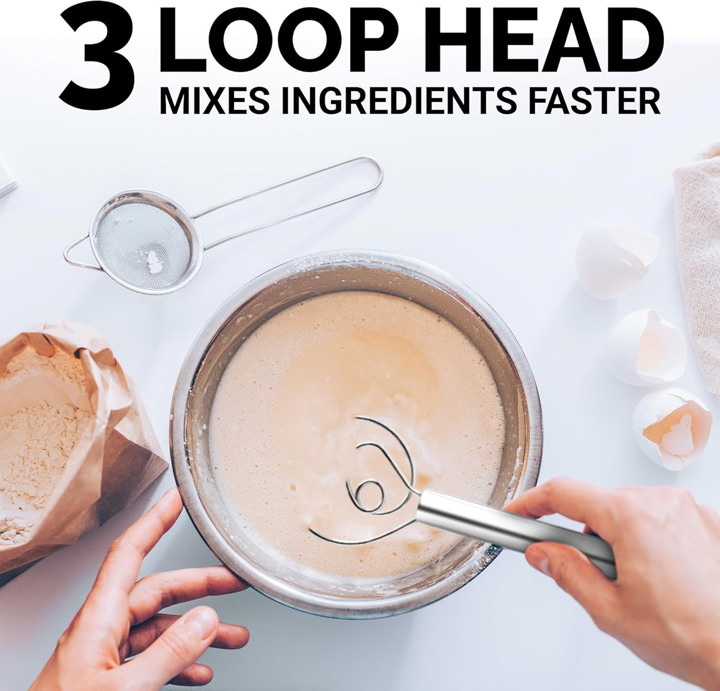 Zulay Kitchen 13-Inch Danish Dough Whisk - Stainless Steel Wooden Whisk with Dough Hook - Sourdough Whisk for Bread, Pizza, Pastry, Cake Batter & More - Wood