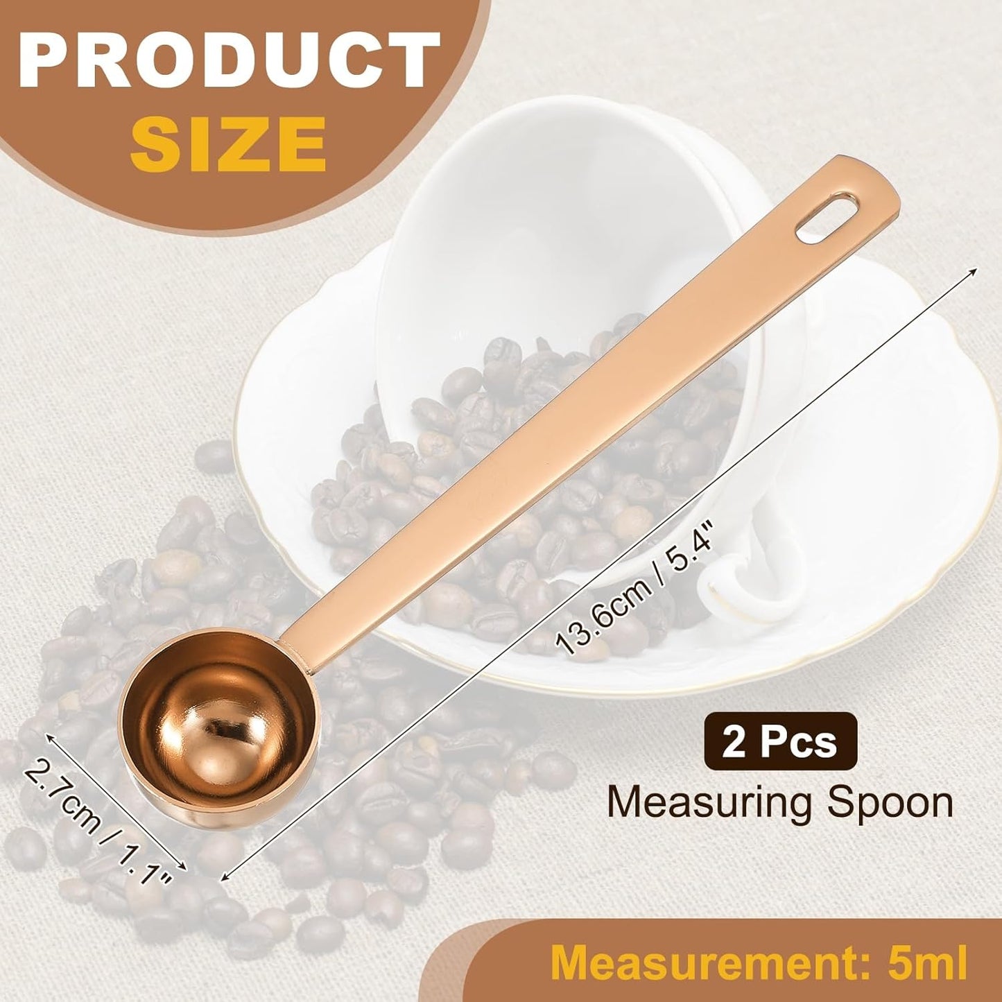 uxcell Measuring Spoon, 15ml Long Handle Table Scoop Teaspoon Coffee Scoop Spoon for Ground Coffee Tea Sugar Cooking Baking, Black