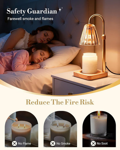 Marycele Candle Warmer Lamp with Timer & Dimmer - Mothers Day Gifts for Women Mom Her, Aesthetic Office Home Decor, Adjustable Height Wax Melter for Candle Jar & 3-Wick Candles (2 Bulbs Included)