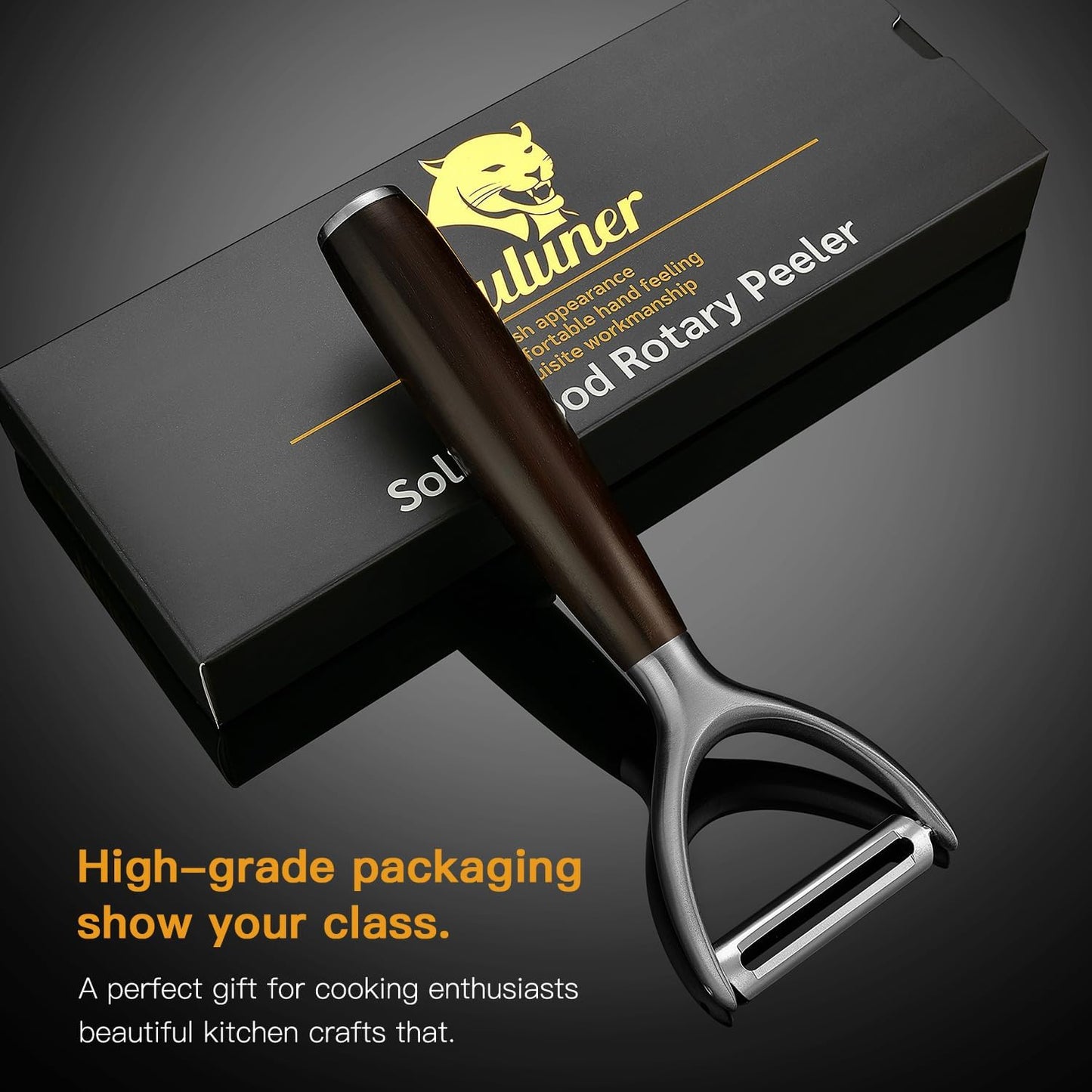 Serrated Blade Premium I Type 304 Stainless Steel Multifunctional Kitchen Peeler Real Wood Handle Ultra Sharp Blade Vegetable Potato Apple（Agarwood）