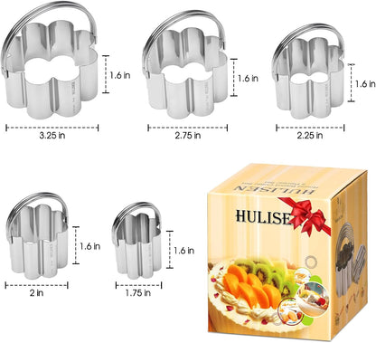 HULISEN Square Biscuit Cutter Set (4 Pieces/Set), Stainless Steel Cookies Cutter with Handle, Professional Baking Dough Tools, Gift Package (Square)