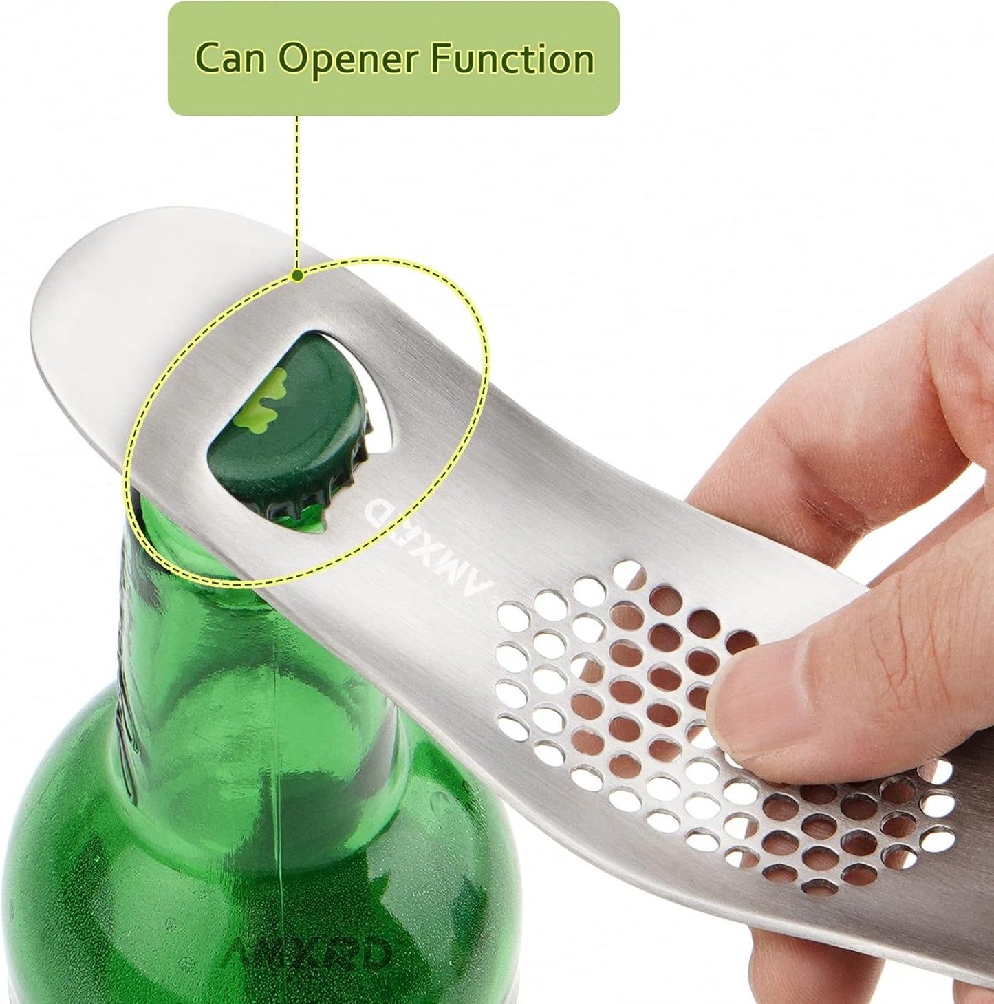 Garlic Press Rocker & Silicone Peeler, Stainless Steel Garlic Mincer Crusher Squeezer Kitchen Tool