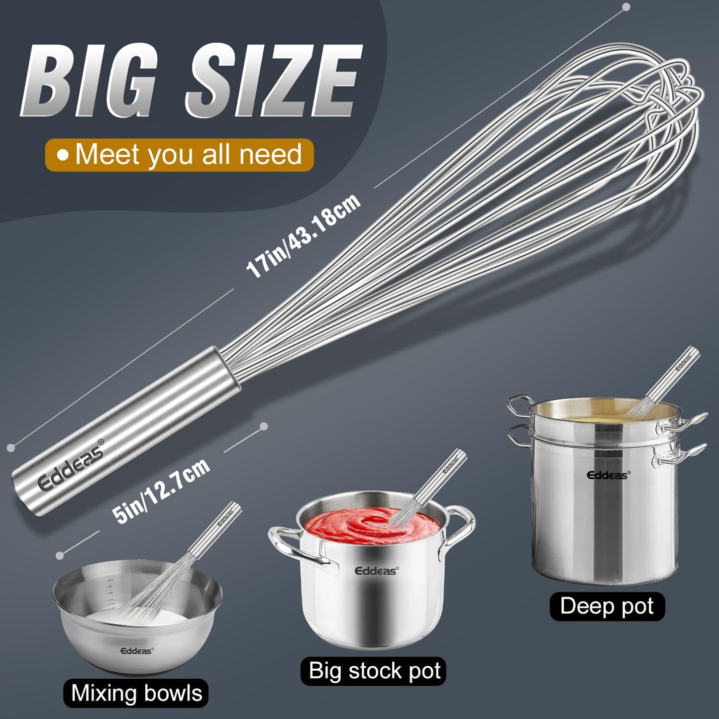 Whisks For Cooking - 500 °F Heat Resistant Silicone Whisk, Heavy Duty 7",9"&11inch Non-Scratch Balloon Kitchen Wisk tool Set, for cooking Wisking, Blending, Beating, Stirring, 3 Piece Black