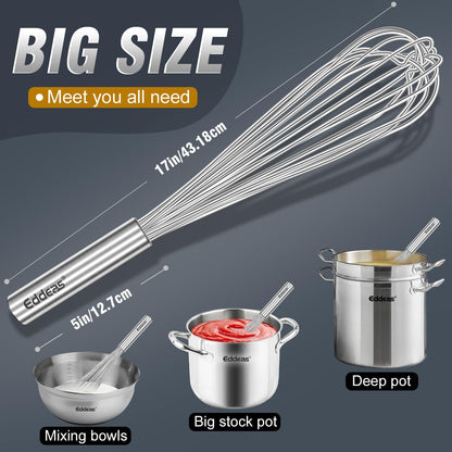 Whisks For Cooking - 500 °F Heat Resistant Silicone Whisk, Heavy Duty 7",9"&11inch Non-Scratch Balloon Kitchen Wisk tool Set, for cooking Wisking, Blending, Beating, Stirring, 3 Piece Black