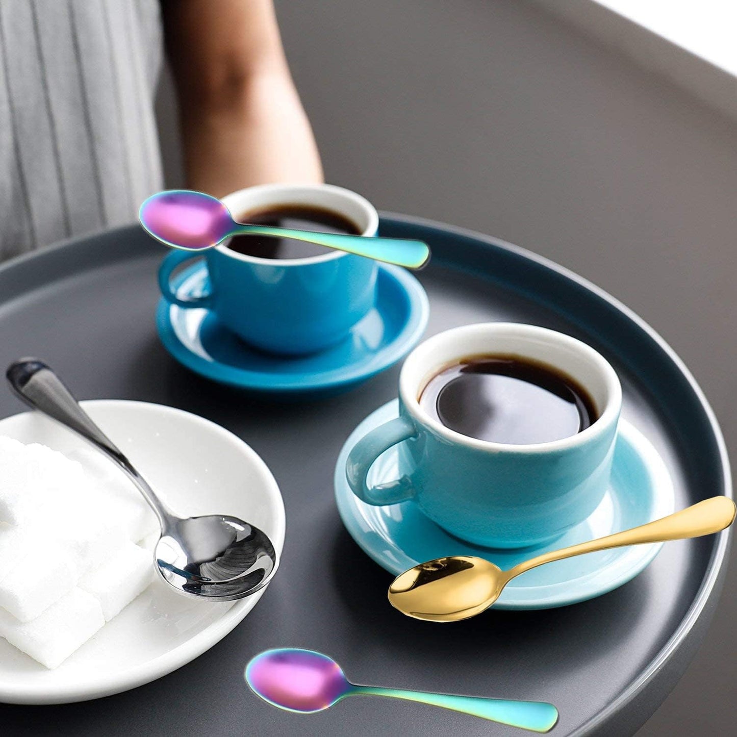 Wesdxc56 Demitasse Espresso Spoons, Mini Coffee Spoon, 4.7 Inches Stainless Steel Small Spoons for Dessert, Set of 6