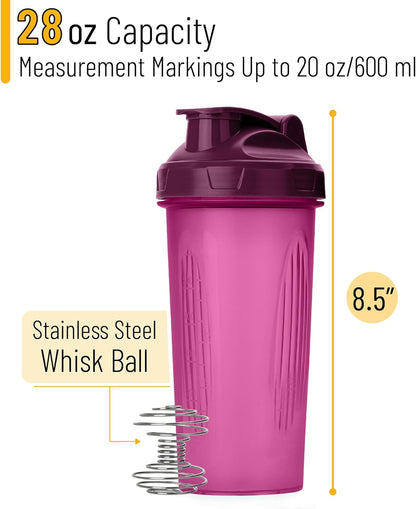 Mr. Pen- Shaker Bottles for Protein Mixes, 28 oz, Leak Proof Shaker Cups with Stainless Steel Wire Whisk Ball for Protein Shakes and Pre Workout