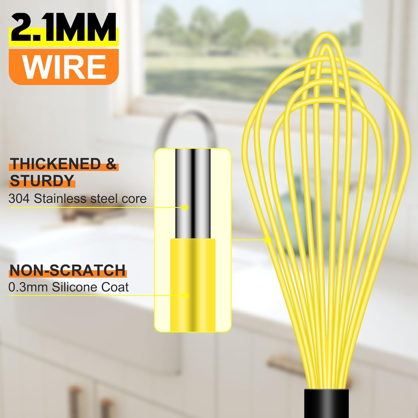 HOTEC 4 Pieces Silicone Whisks Set, Wire Balloon Whisks for cooking Egg Beater, Non-slip Handle Whisk for Non-stick Cookware Perfect for Cooking, Stirring, Beating and Blending (Multicolor)