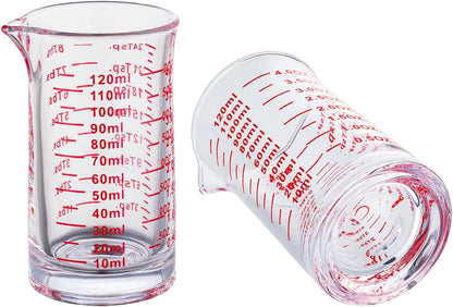 Ackers 4 Oz Glass Measuring Cup,Borosilicate Shot Glass with V-Shaped Spout-Black Line