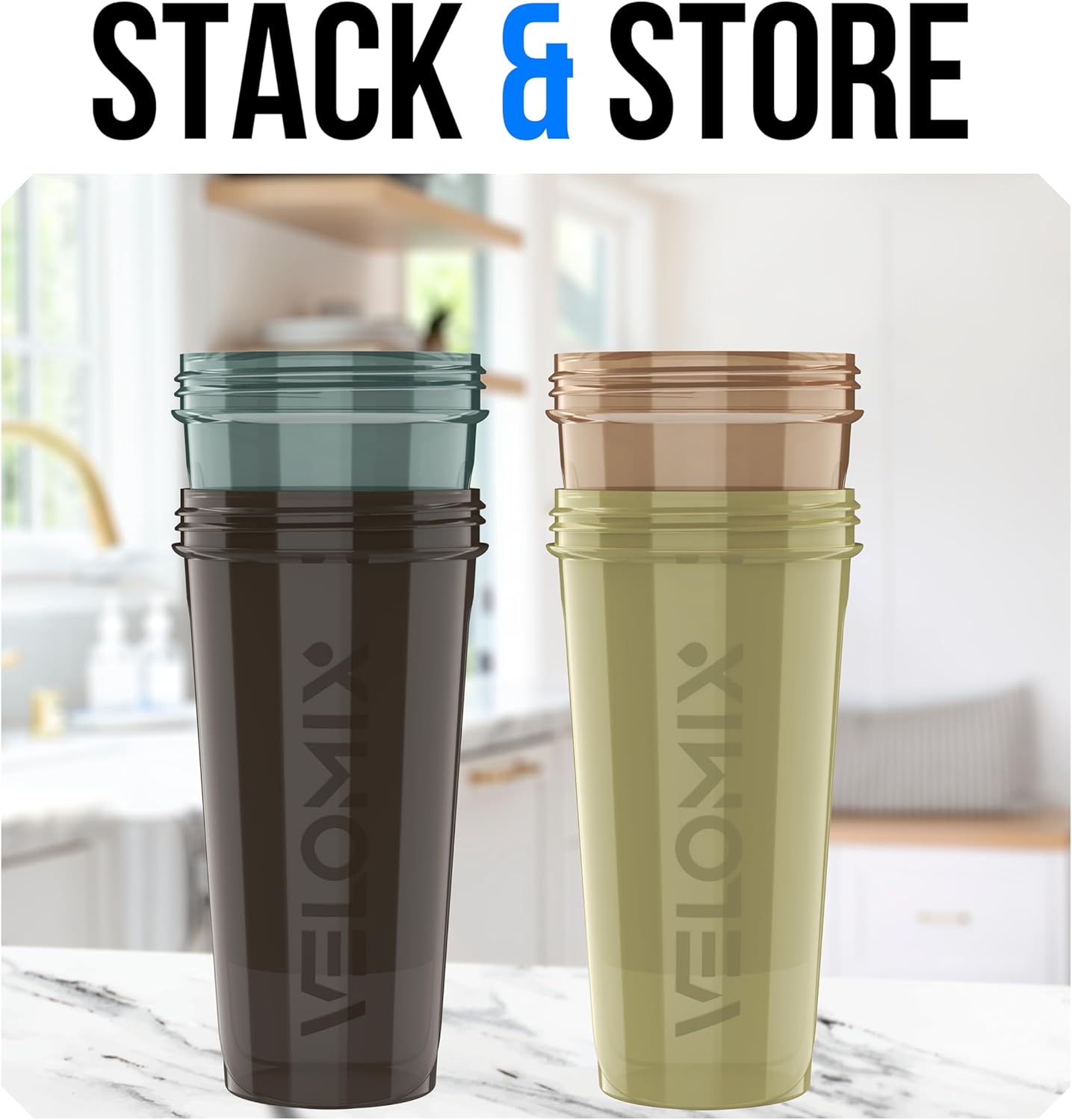 VELOMIX -4 PACK- 28 oz Protein Shaker Bottle for Protein Mixes - 4x Wire Whisk | Leak Proof Shaker Cups for Protein Shakes | Protein Shaker Bottle Pack | Protein Shake Cup (Burgundy Pack)