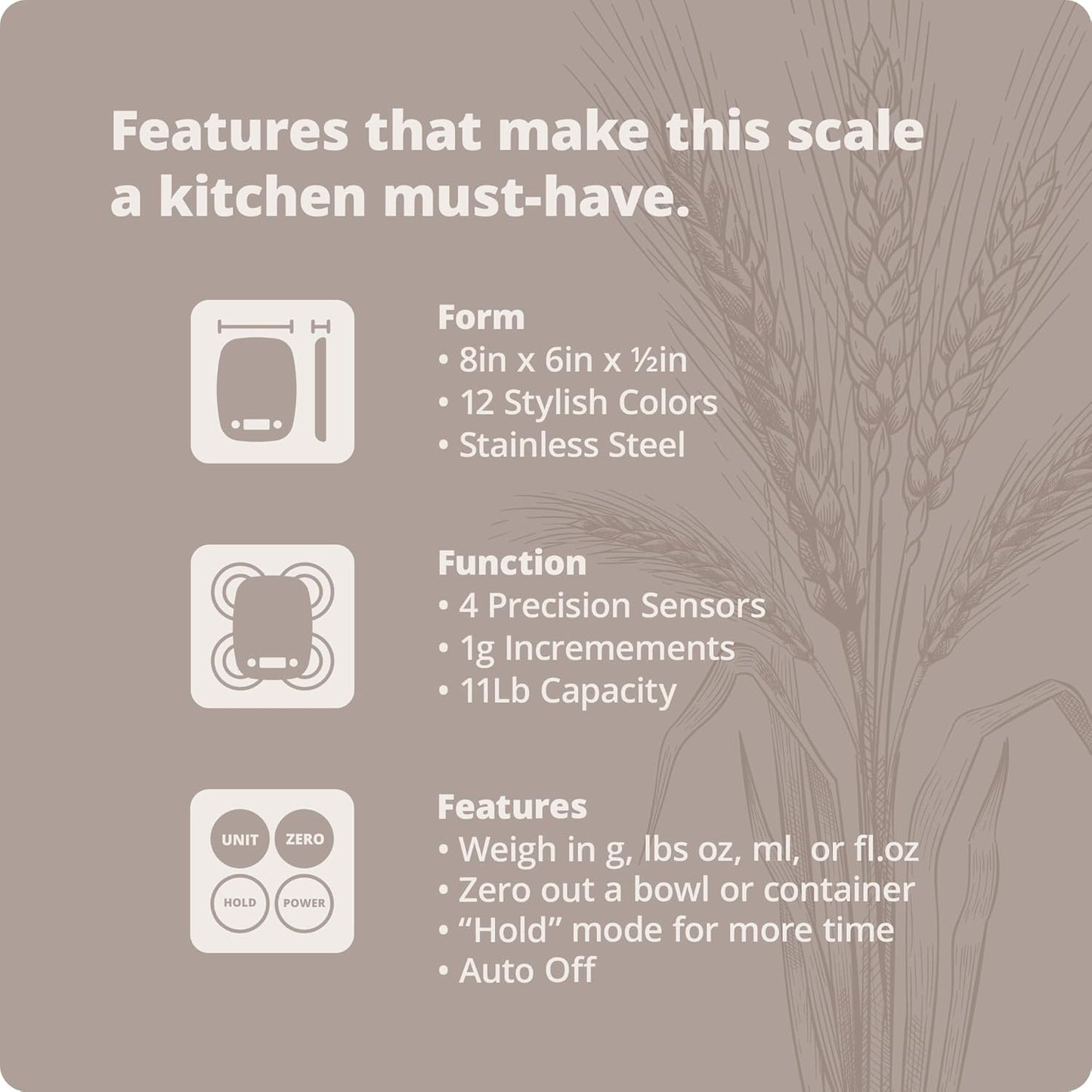 Greater Goods Food Scale – Digital Kitchen Scale, 1g Precision, Easy-Tare & Quick Conversion, Slim Compact Design, Durable & Portable | Ideal for Cooking, Baking & Meal Prep